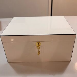 White Lacquer Jewelry Box with Gold Lock
